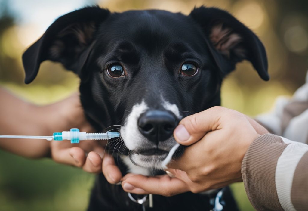 puppy being dewormed